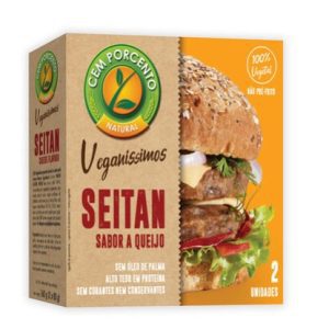 Hambúrguer Veganíssimo de Seitan Sabor a Queijo, Cem Porcento