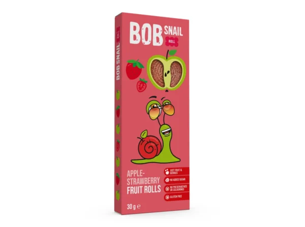 Rolinhos de fruta bob snail maçã e morango