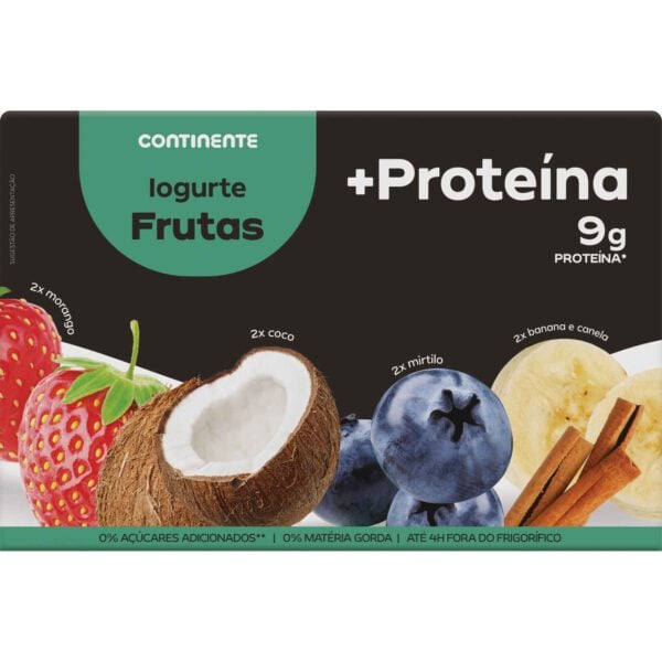 Iogurte +Proteína Morango, Coco, Mirtilo e Banana "Continente"