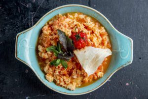 Arroz de Bacalhau com arroz de tomate